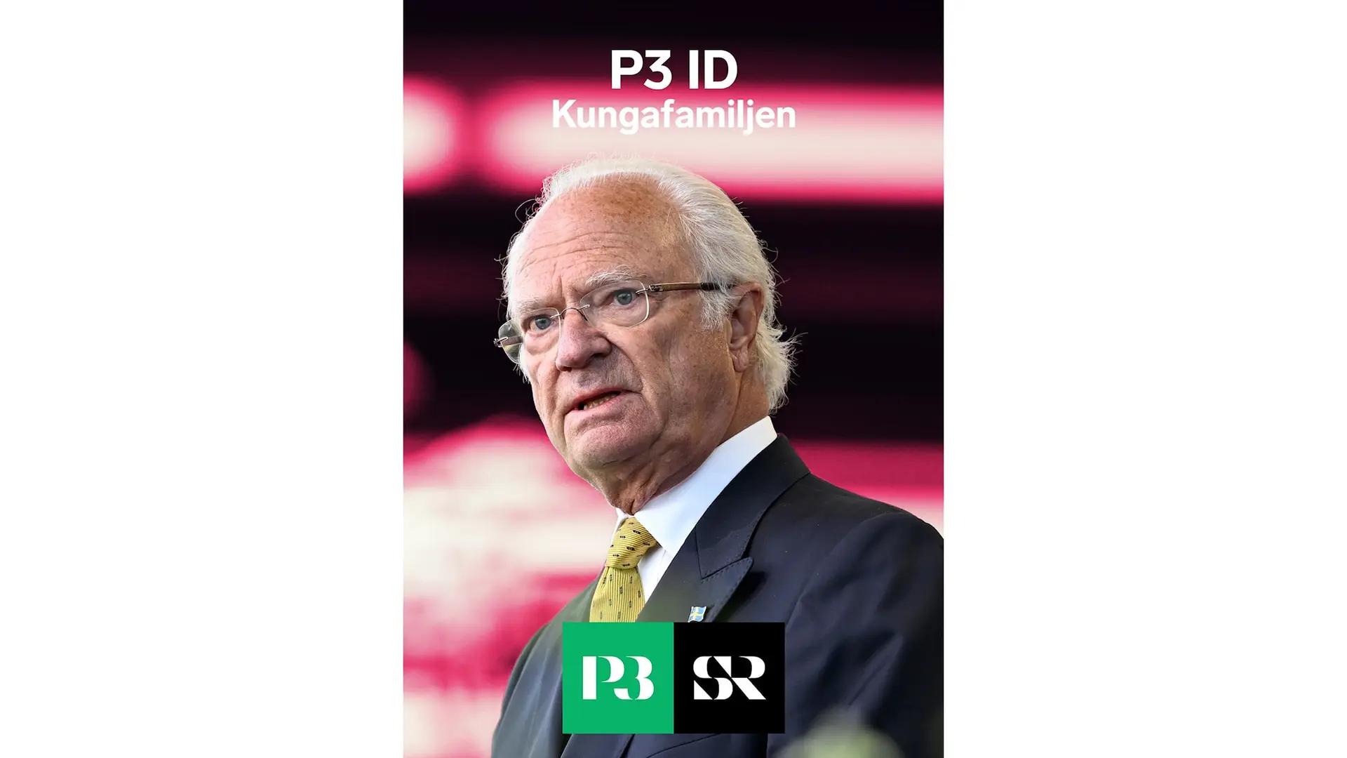 Kung Carl XVI Gustav mot en rosa bakgrund.